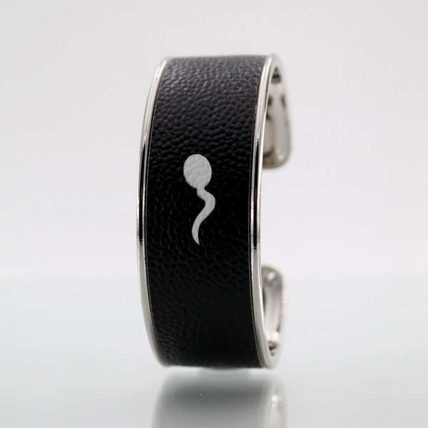 Miniature Bracelet jonc LARZO Jonkar Z°zo One Touch Blanc sur cuir