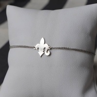 Fleur de Lys Taille 1,6 cm Bracelet sur Chaine Argent Rhodie